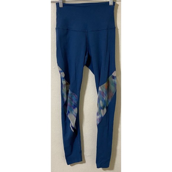 Beyond Yoga Women's Small Teal Tie Dye Mesh Side Panel Leggings 22" x 26" USA - Picture 1 of 9